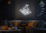 Halloween Bat Neon Sign White