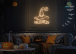 Halloween and Witch Cap Neon Sign Warm-White