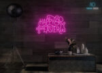 Happy Easter Design LED Neon Sign Hot-Pink