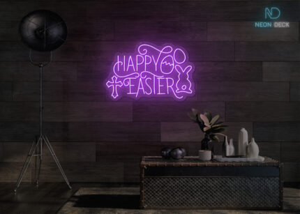 Happy Easter Design LED Neon Sign Purple