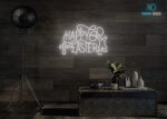 Happy Easter Design LED Neon Sign White