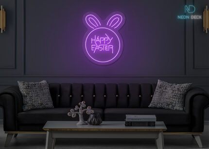 Happy Easter circle and Rabbit Ear Purple