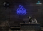 Happy Easter with Eggs Neon Sign Dark-Blue