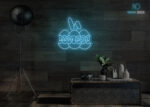 Happy Easter with Eggs Neon Sign Ice-Blue