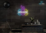 Happy Easter with Eggs Neon Sign