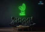 Happy Easter with Rabbit Ears Neon Sign Green