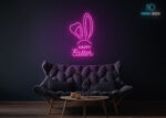 Happy Easter with Rabbit Ears Neon Sign Hot-Pink