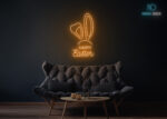 Happy Easter with Rabbit Ears Neon Sign Orange