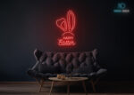 Happy Easter with Rabbit Ears Neon Sign Red