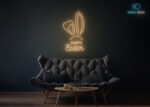 Happy Easter with Rabbit Ears Neon Sign Warm-White