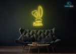 Happy Easter with Rabbit Ears Neon Sign Yellow