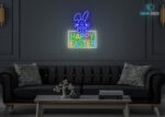 Happy Easter with Rabbit Neon Sign Multi