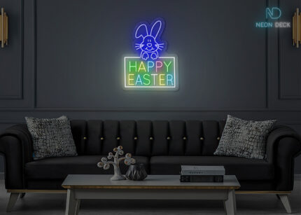 Happy Easter with Rabbit Neon Sign Multi