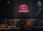 Happy Halloween with Bat Neon Sign Multi