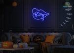 Lips with Dracula Teeth dripping Blood Neon Sign Dark-Blue