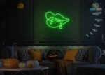 Lips with Dracula Teeth dripping Blood Neon Sign Green