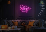 Lips with Dracula Teeth dripping Blood Neon Sign Hot-Pink