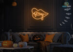 Lips with Dracula Teeth dripping Blood Neon Sign Orange