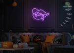 Lips with Dracula Teeth dripping Blood Neon Sign Purple