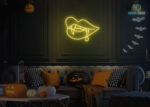 Lips with Dracula Teeth dripping Blood Neon Sign Yellow