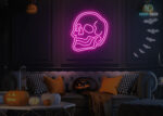 Skull Neon Sign Hot-Pink