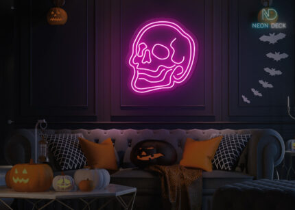 Skull Neon Sign Hot-Pink