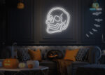 Skull Neon Sign White