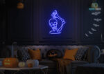 Skull 💀 saying Hi Neon Sign Dark-Blue