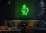 Skull 💀 saying Hi Neon Sign Green
