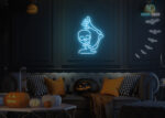 Skull 💀 saying Hi Neon Sign Ice-Blue