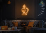 Skull 💀 saying Hi Neon Sign Orange