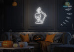 Skull 💀 saying Hi Neon Sign White