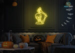 Skull 💀 saying Hi Neon Sign Yellow