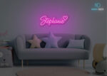 Stephanie Name Neon Sign Hot-Pink