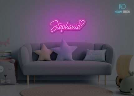 Stephanie Name Neon Sign Hot-Pink