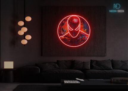 Web‑Slinger Mask LED Neon Sign Red