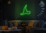 Witch Cap Neon Sign Green