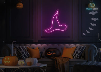 Witch Cap Neon Sign Hot-Pink