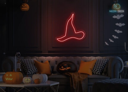 Witch Cap Neon Sign Red