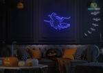 Witch on Broom 🧹 Neon Sign Dark-Blue