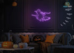 Witch on Broom 🧹 Neon Sign Purple