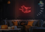 Witch on Broom 🧹 Neon Sign Red