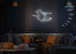 Witch on Broom 🧹 Neon Sign White