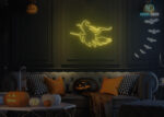 Witch on Broom 🧹 Neon Sign Yellow